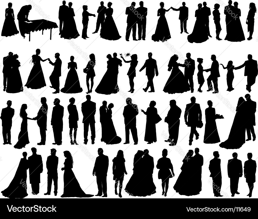 Wedding silhouettes Royalty Free Vector Image - VectorStock