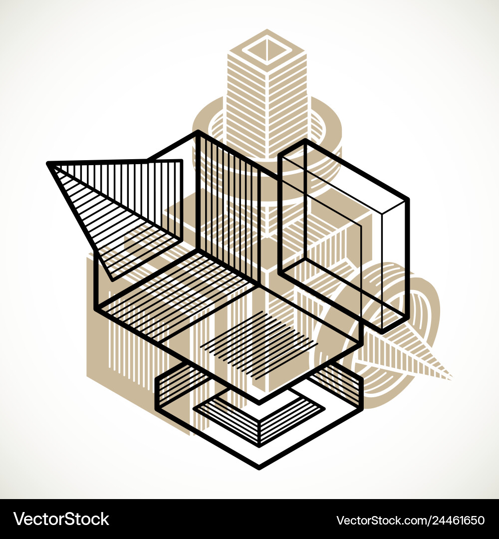 3d engineering abstract shape made using cubes 3d engineering abstract shape made using cubes vector image