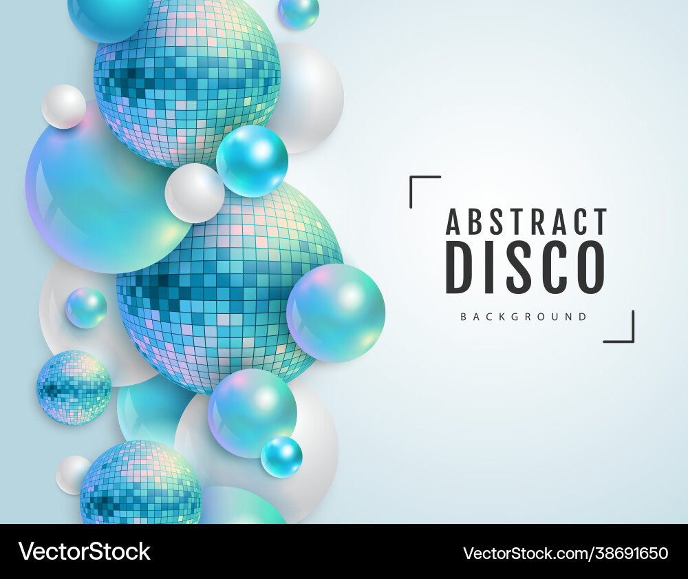 3d holographic blue spheres and disco ball sphere 3d holographic blue spheres and disco ball sphere vector image