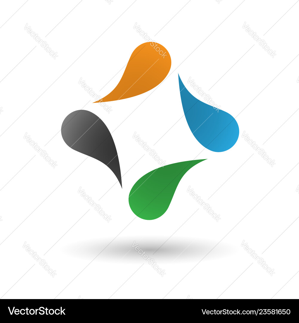 Abstract icon of four drop-shaped elements vector image
