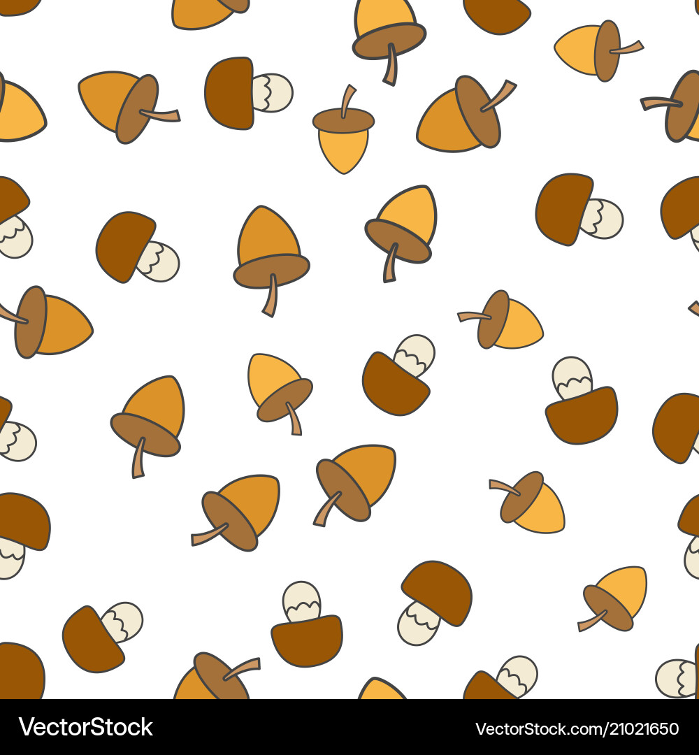 Autumn Acorn & Mushroom Pattern vector image