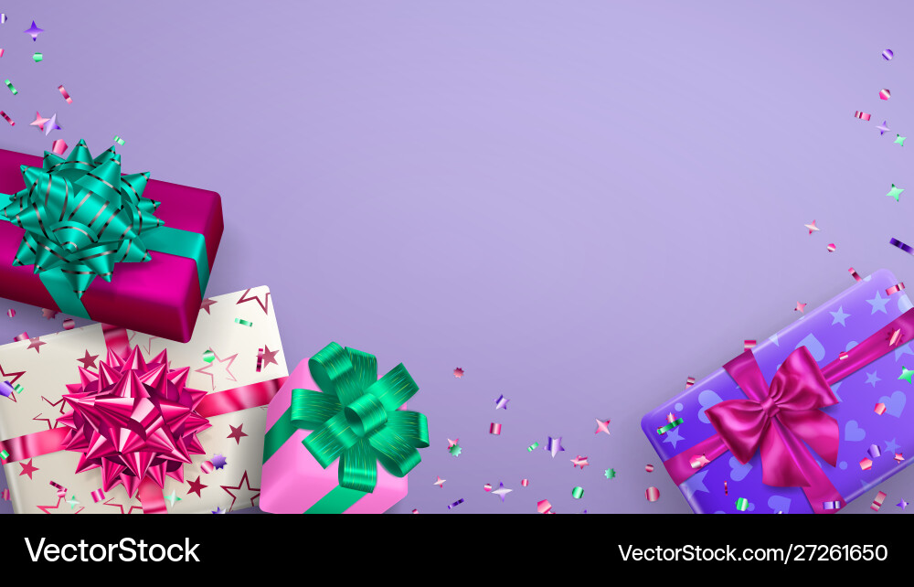 Background with multicolored gift boxes Background with multicolored gift boxes Vector Image