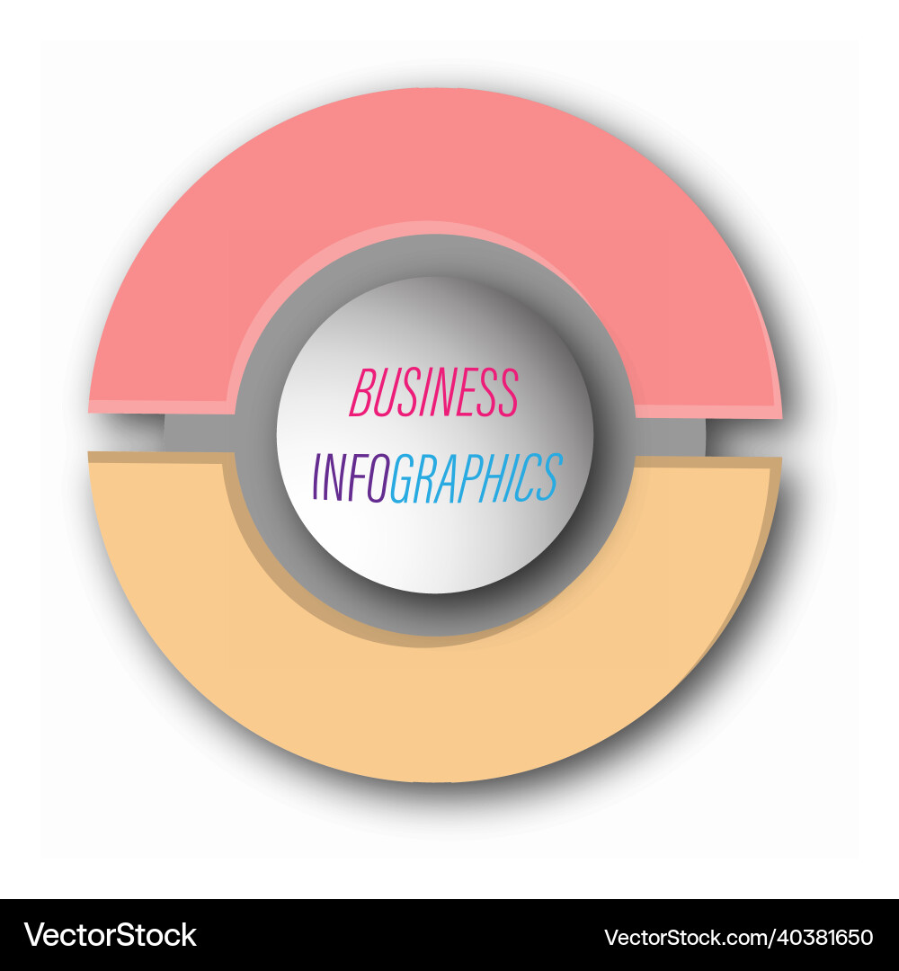 Circular graph with 2 steps sections or stages Circular graph with 2 steps sections or stages vector image