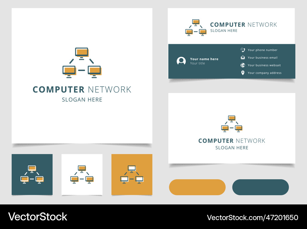 Computer network logo design with editable slogan Computer network logo design with editable slogan Vector Image