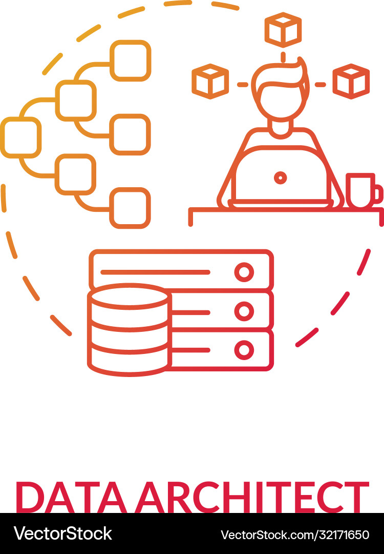 Data Architect Red Gradient Icon Vector Image