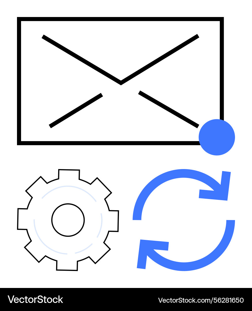 Email notification with gear and synchronization Email notification with gear and synchronization vector image