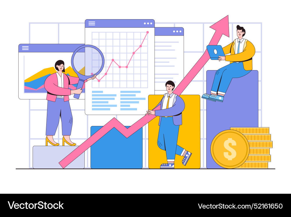 Flat statistical and data analysis for business Flat statistical and data analysis for business vector image