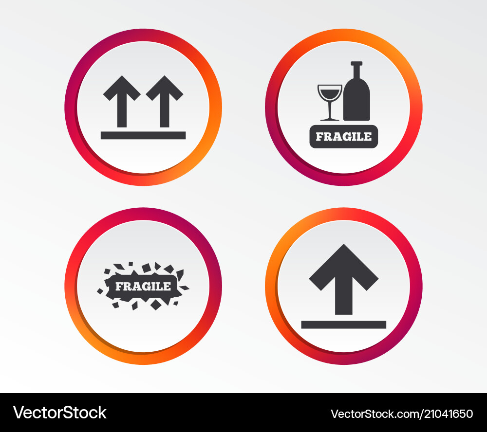 Fragile icons delicate package delivery Vector Image
