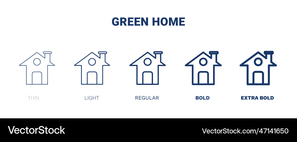 Green home icon thin light regular bold black Green home icon thin light regular bold black vector image