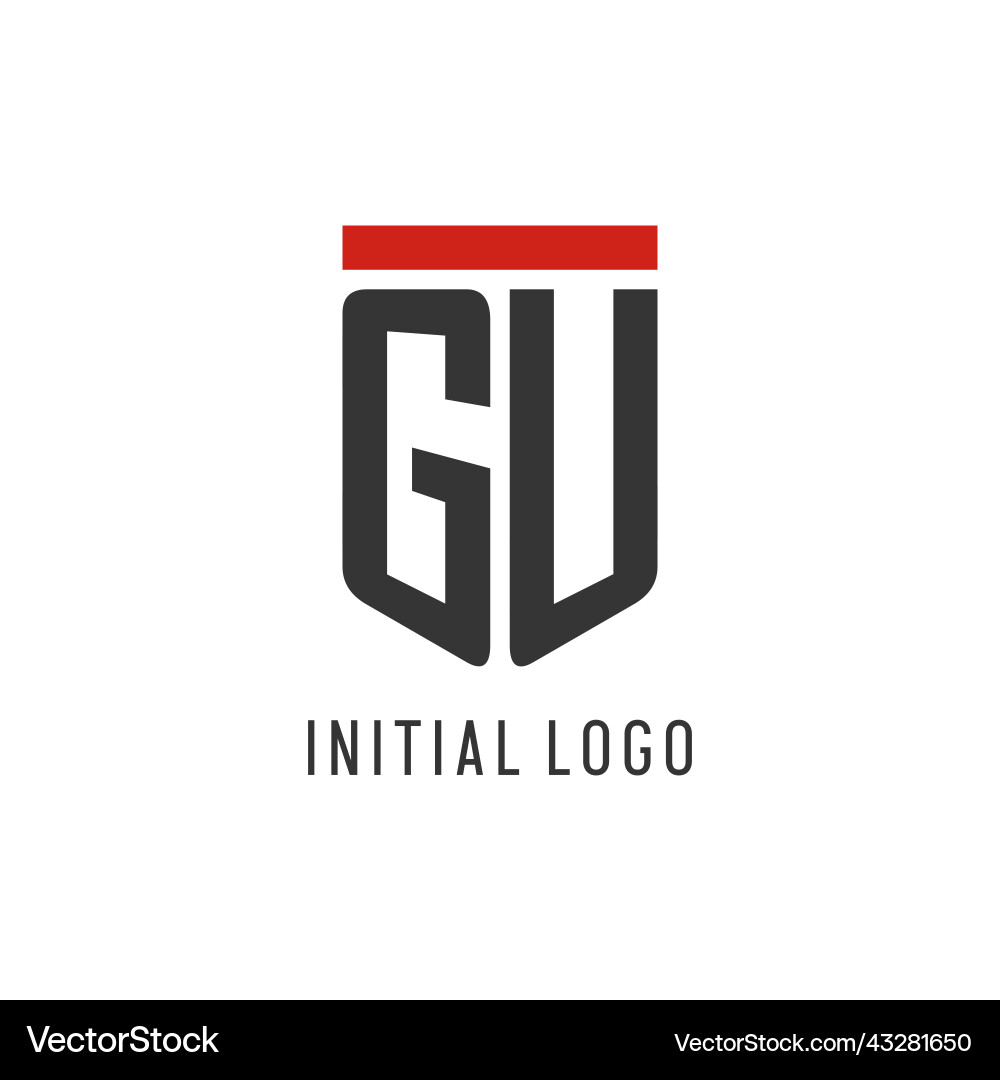 Gu initial esport logo with simple shield design Vector Image