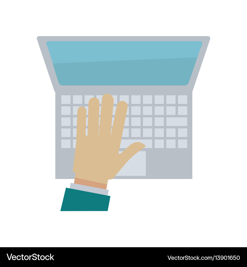 Hand typing on laptop or computer keyboard Hand typing on laptop or computer keyboard vector image