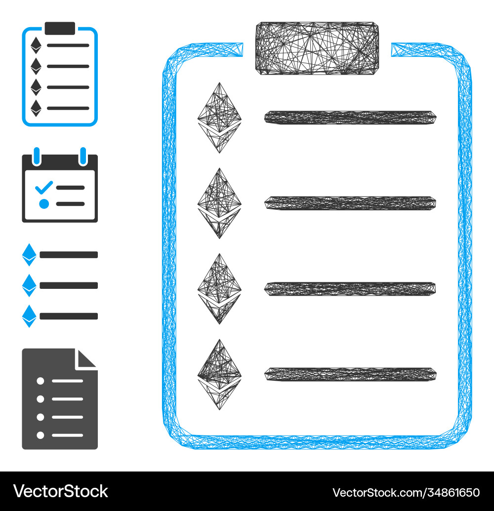 Linear ethereum list pad mesh Linear ethereum list pad mesh vector image