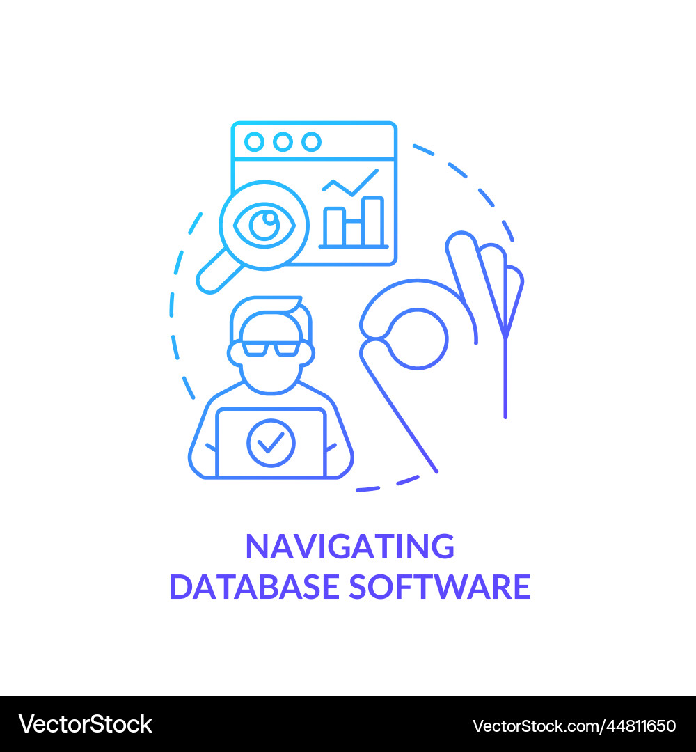 Navigating database software blue gradient Navigating database software blue gradient vector image