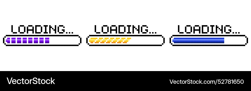 Pixel art 8-bit loading bar concept Pixel art 8-bit loading bar concept vector image