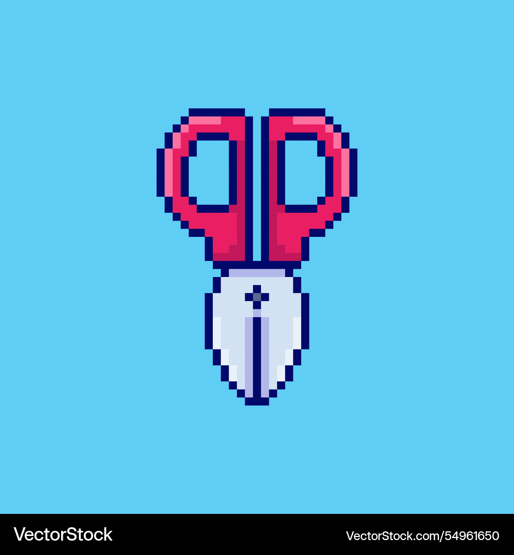 Pixel art scissors game asset design Vector Image