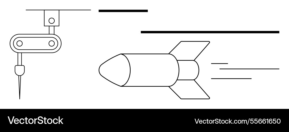Robotic arm precision and rocket speed in modern Vector Image