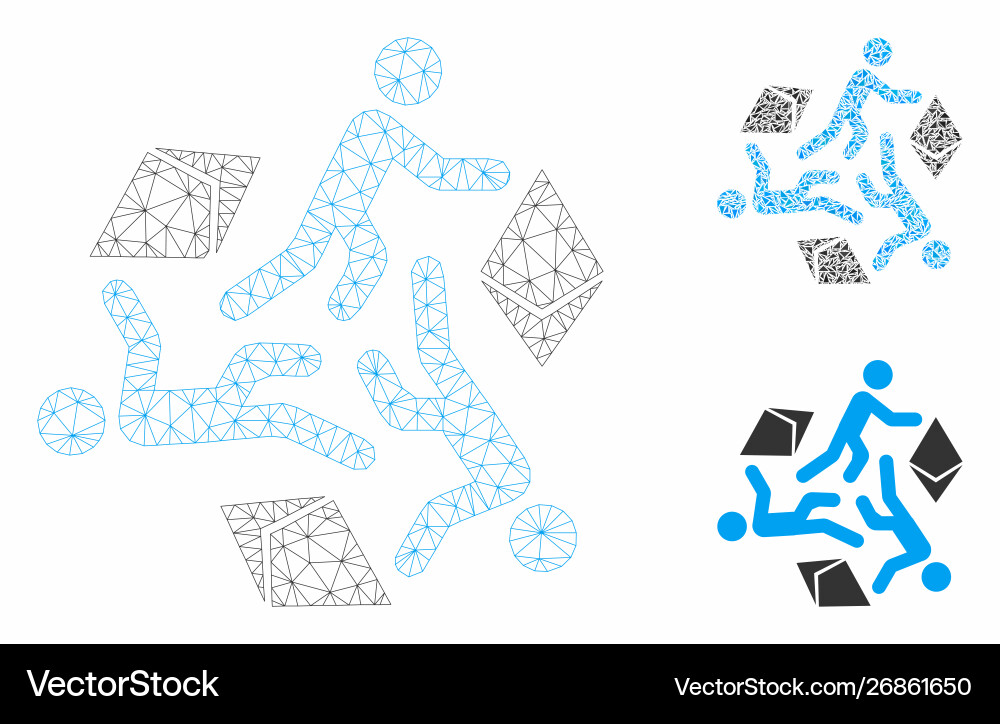 Running persons for ethereum mesh 2d model vector image