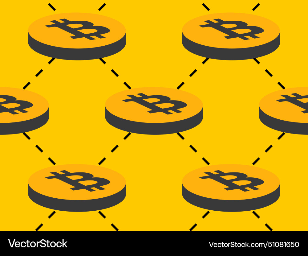Seamless pattern with coins bitcoin symbol vector image