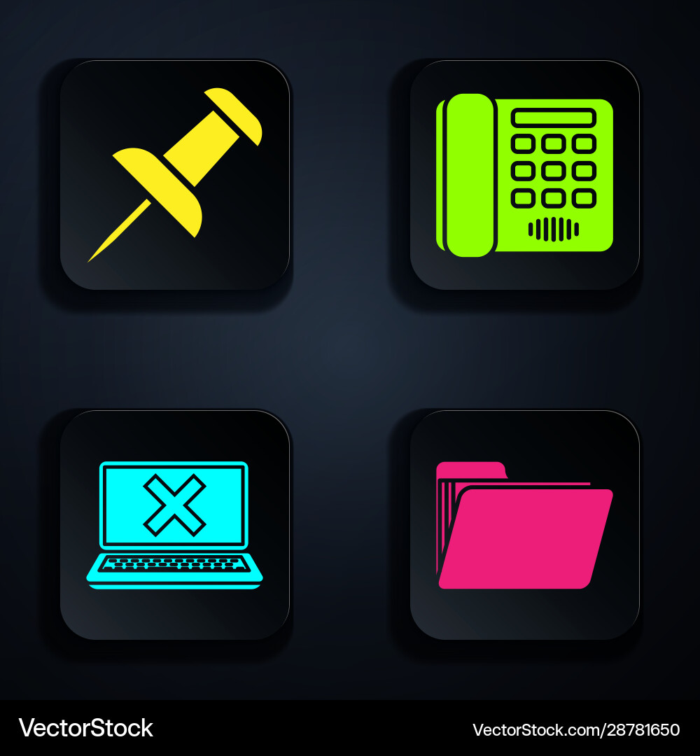Set document folder push pin laptop and cross vector image