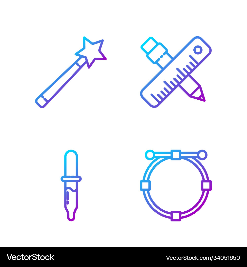 Set line circle with bezier curve pipette magic Vector Image