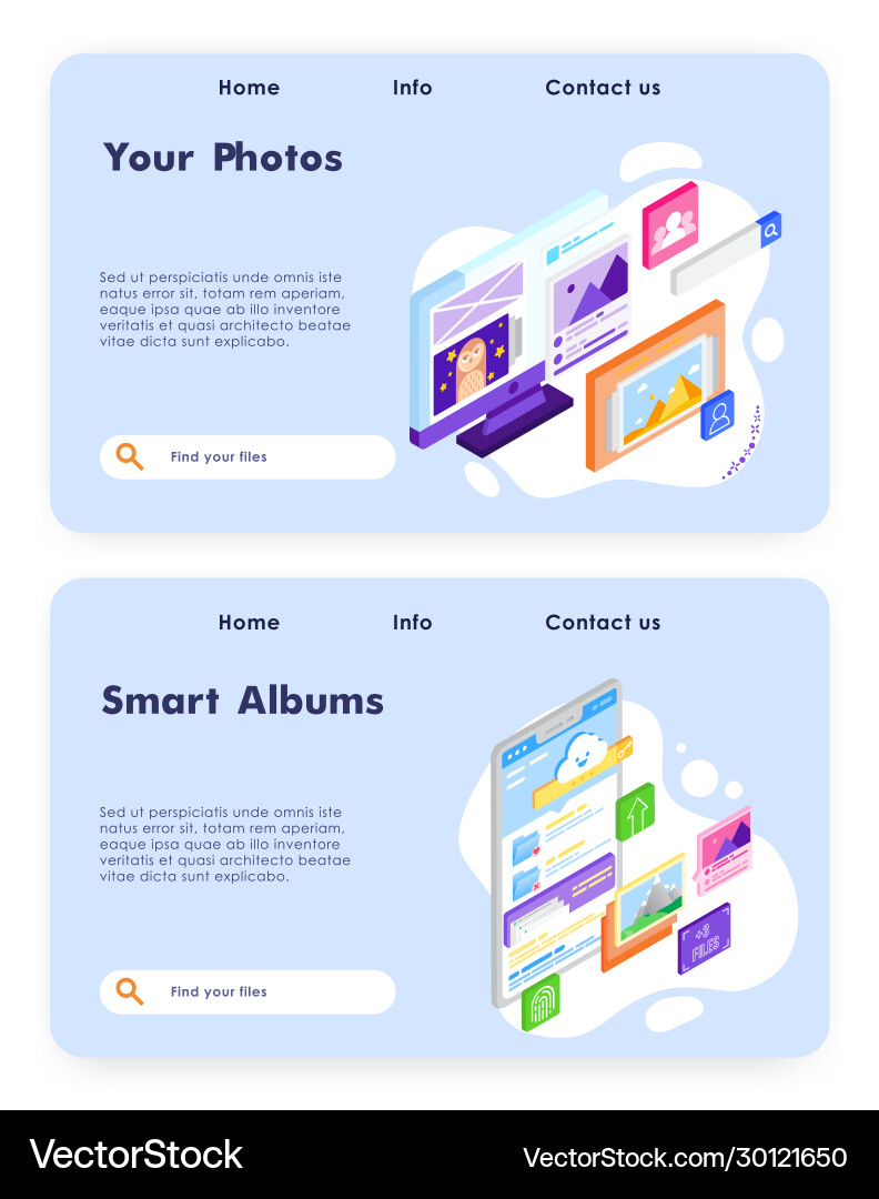 Smart photo album online upload photos to cloud Vector Image