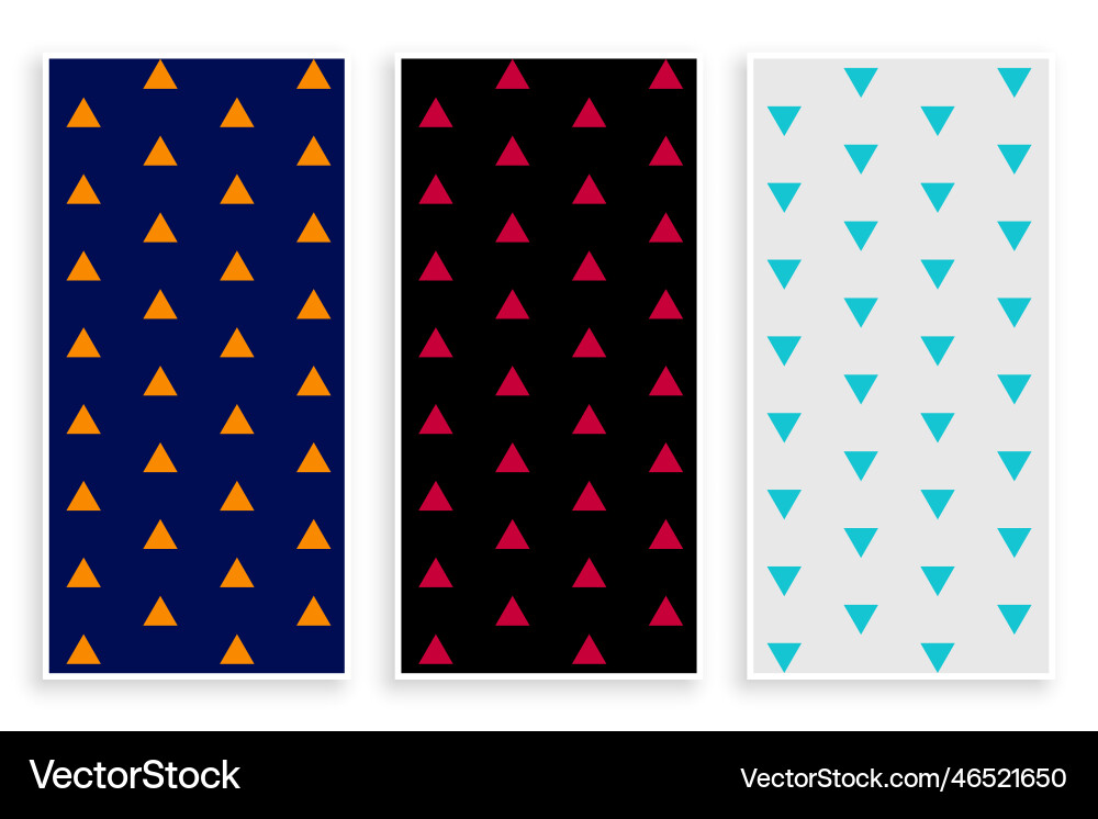 Triangle repeat patterns banner set vector image