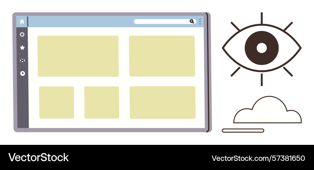 Web browser interface with eye symbol signifying Web browser interface with eye symbol signifying vector image