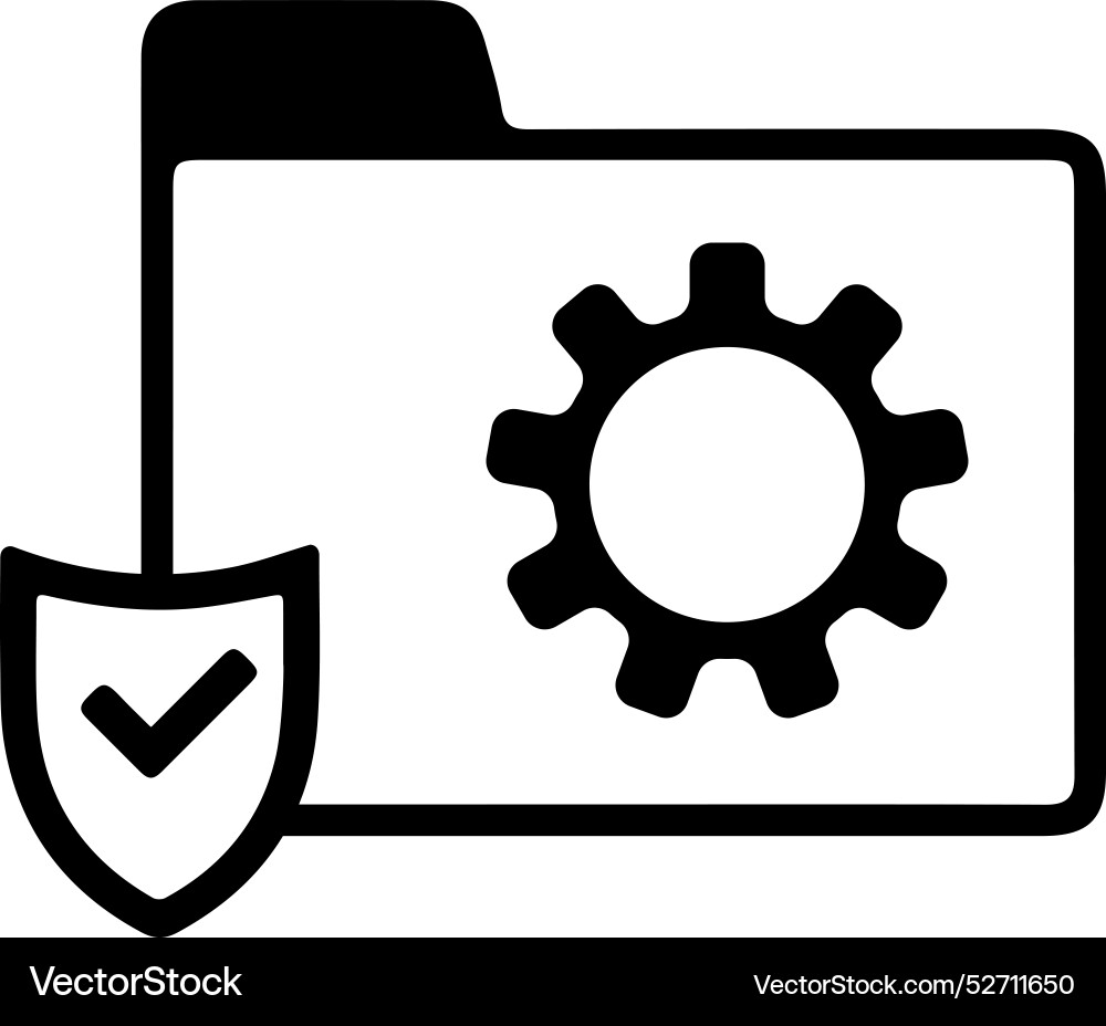 Web folder secure tick gear settings information Vector Image
