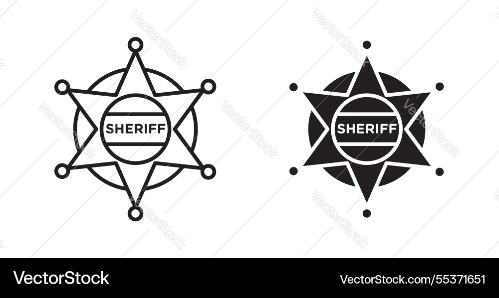 Badge sheriff icon set in thin line for web Badge sheriff icon set in thin line for web vector image