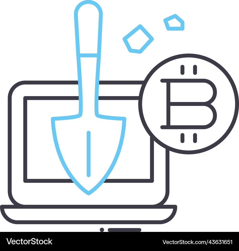 Bitcoin mining line icon outline symbol Bitcoin mining line icon outline symbol vector image