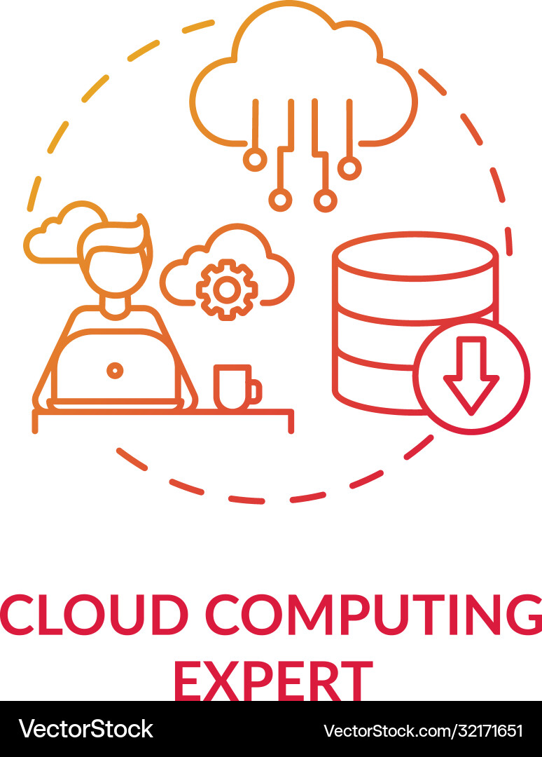 Cloud computing expert red gradient concept icon Cloud computing expert red gradient concept icon vector image