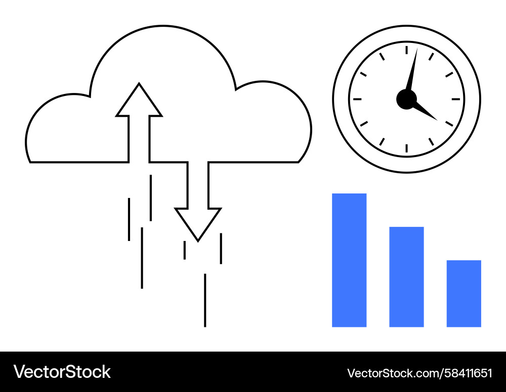 Cloud Data Sync & Performance Vector Image