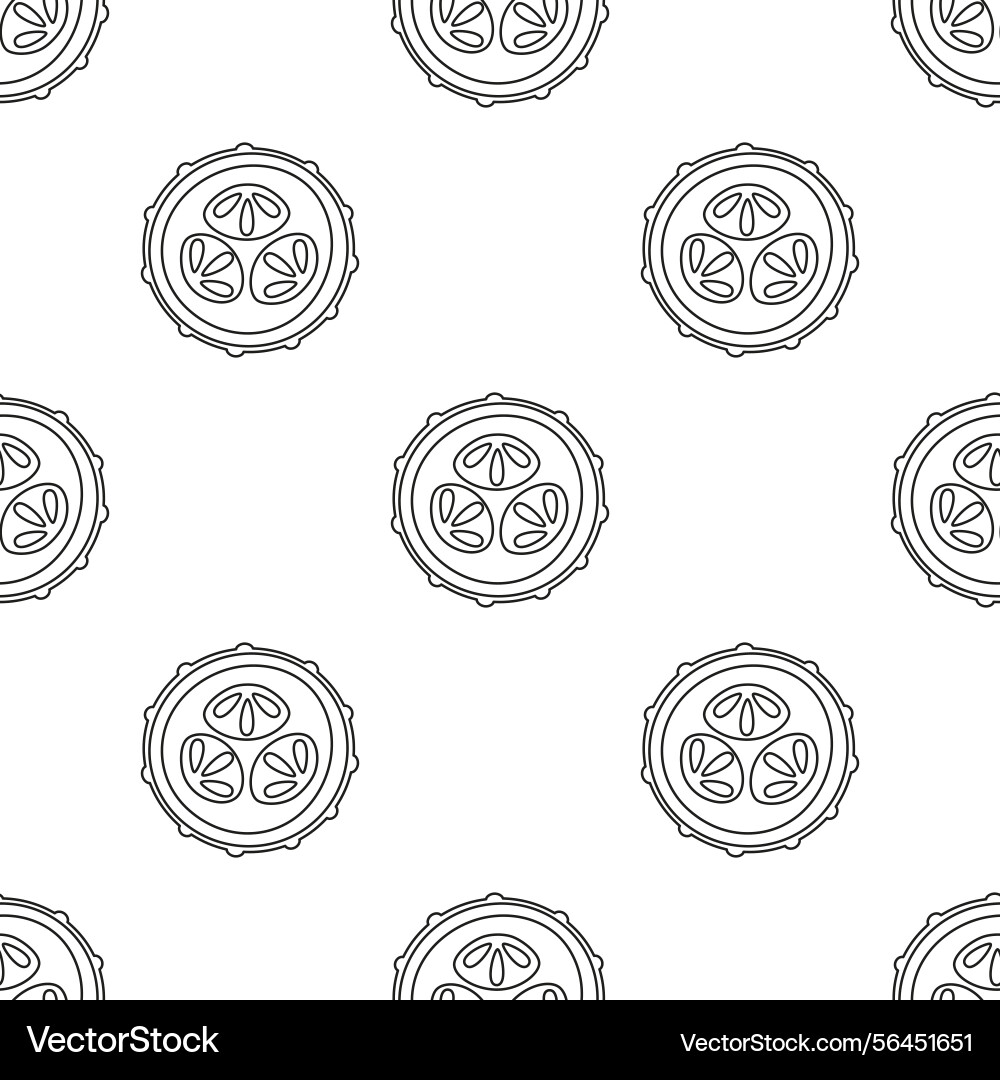 Cucumber in outline seamless pattern vector image