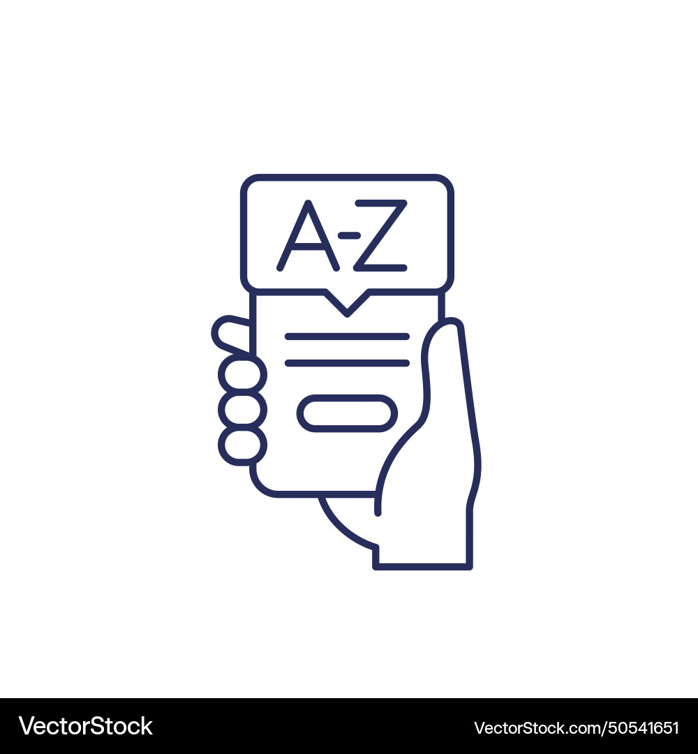 Dictionary mobile app line icon Vector Image