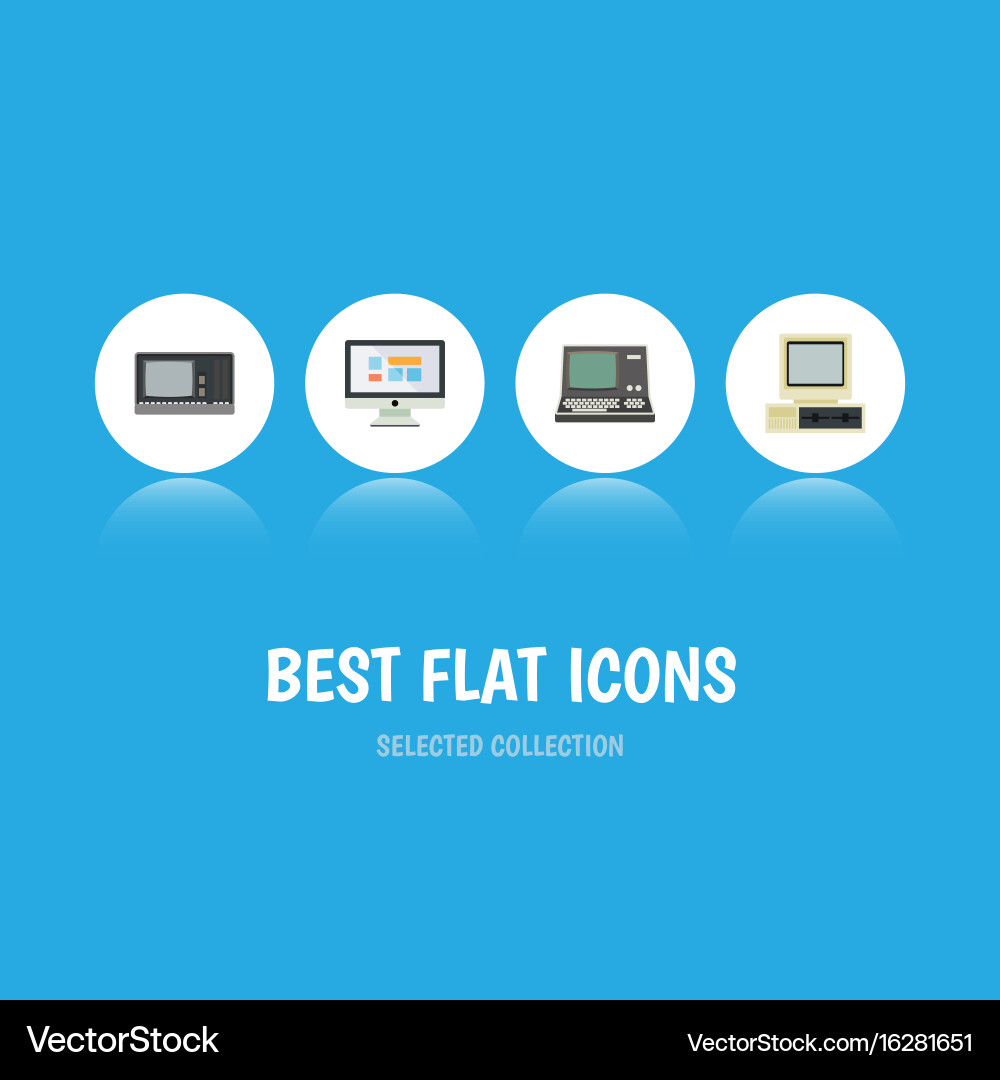Flat icon computer set of display Vector Image