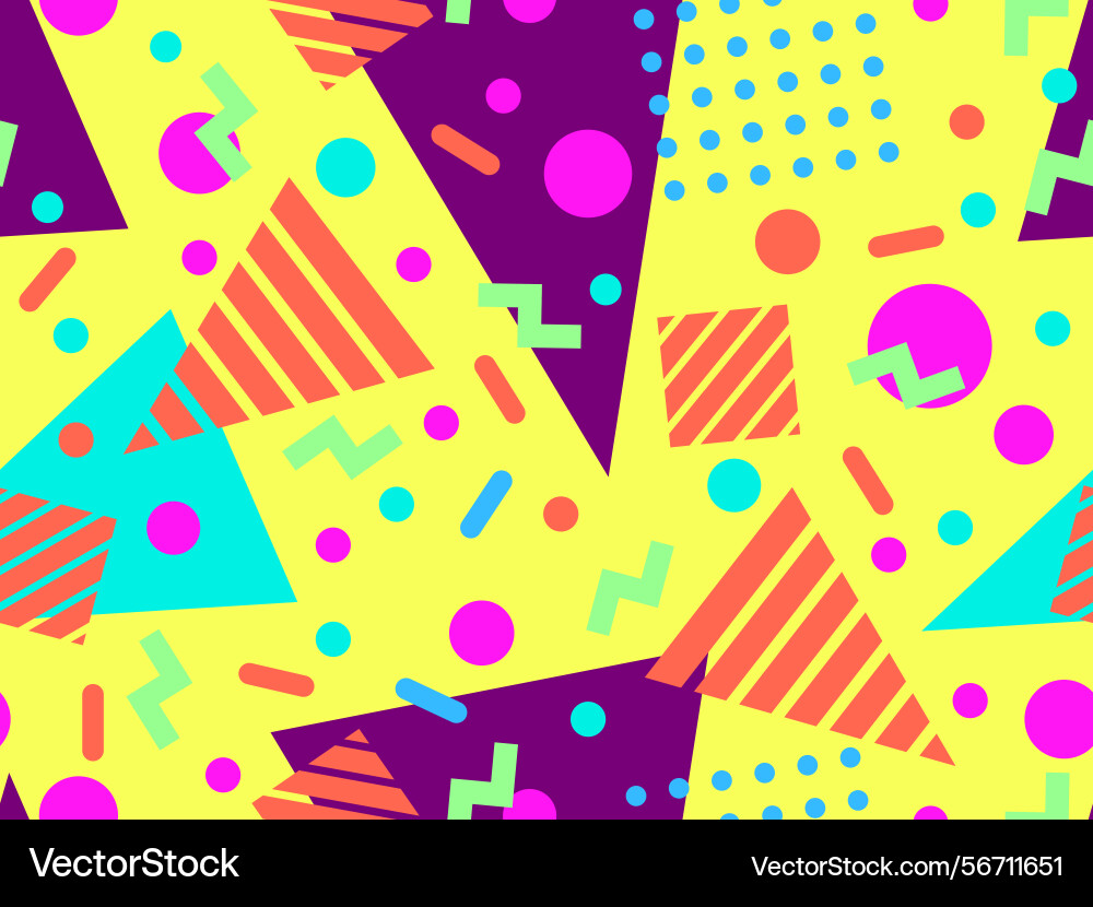 Geometric seamless pattern with memphis elements Geometric seamless pattern with memphis elements vector image
