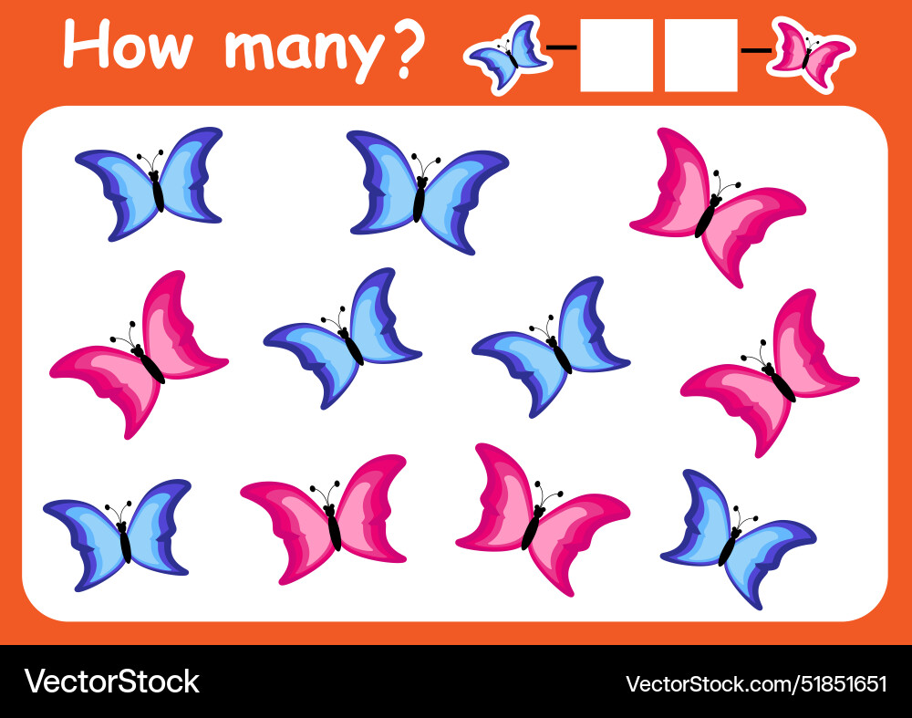 How many butterflies here counting game vector image