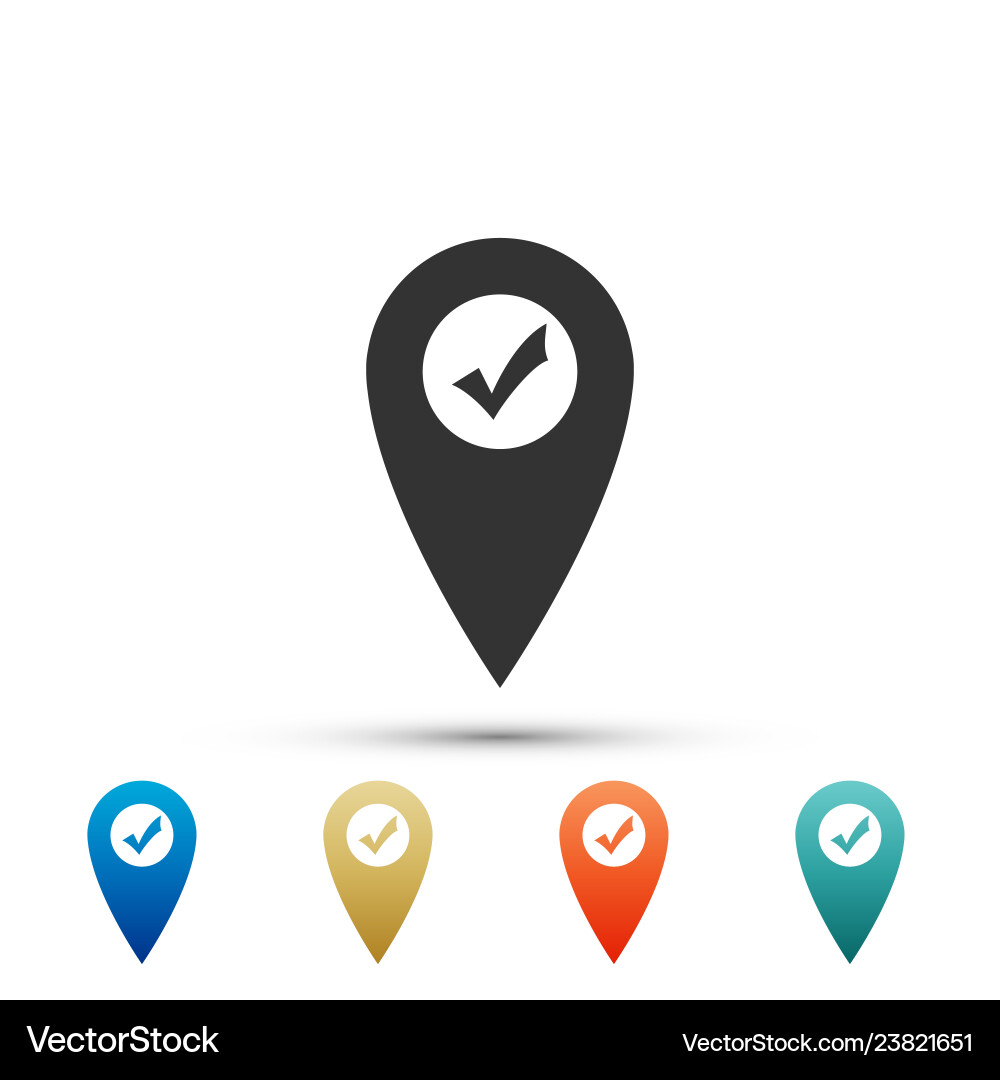 Map pointer with check mark icon isolated Map pointer with check mark icon isolated vector image