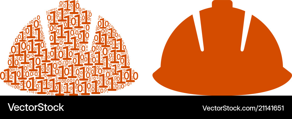 Safety helmet composition of binary digits Safety helmet composition of binary digits vector image