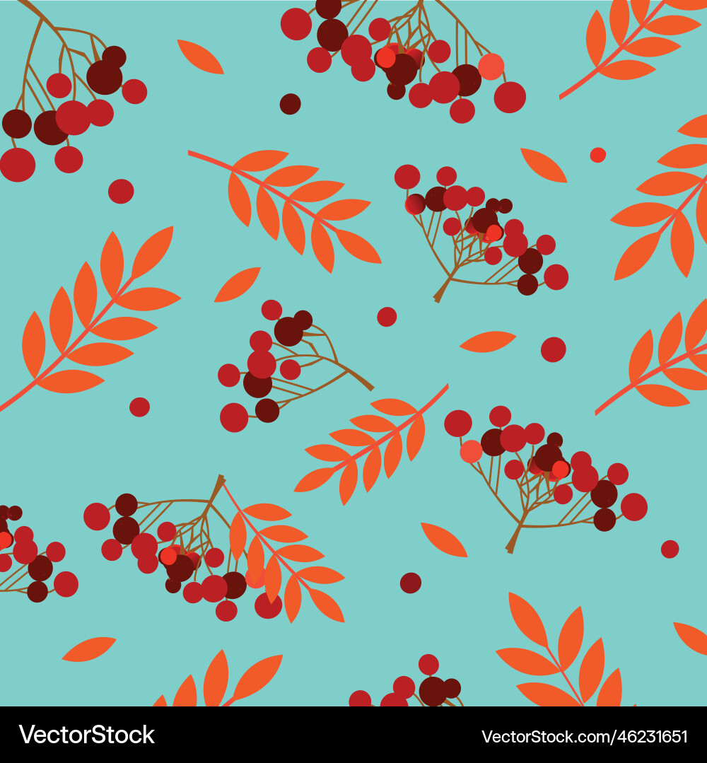 Seamless autumn pattern with rowan branch Seamless autumn pattern with rowan branch Vector Image