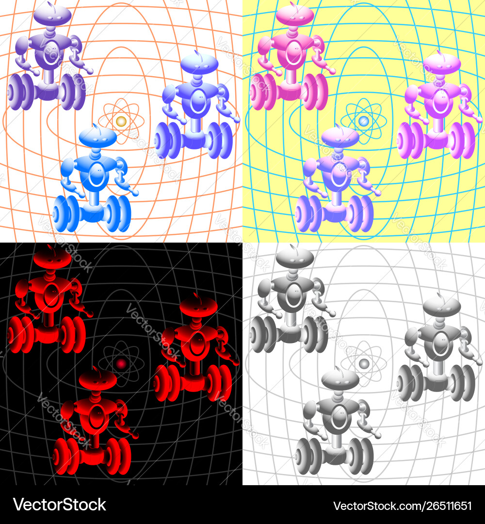 Seamless pattern robots biological design Vector Image