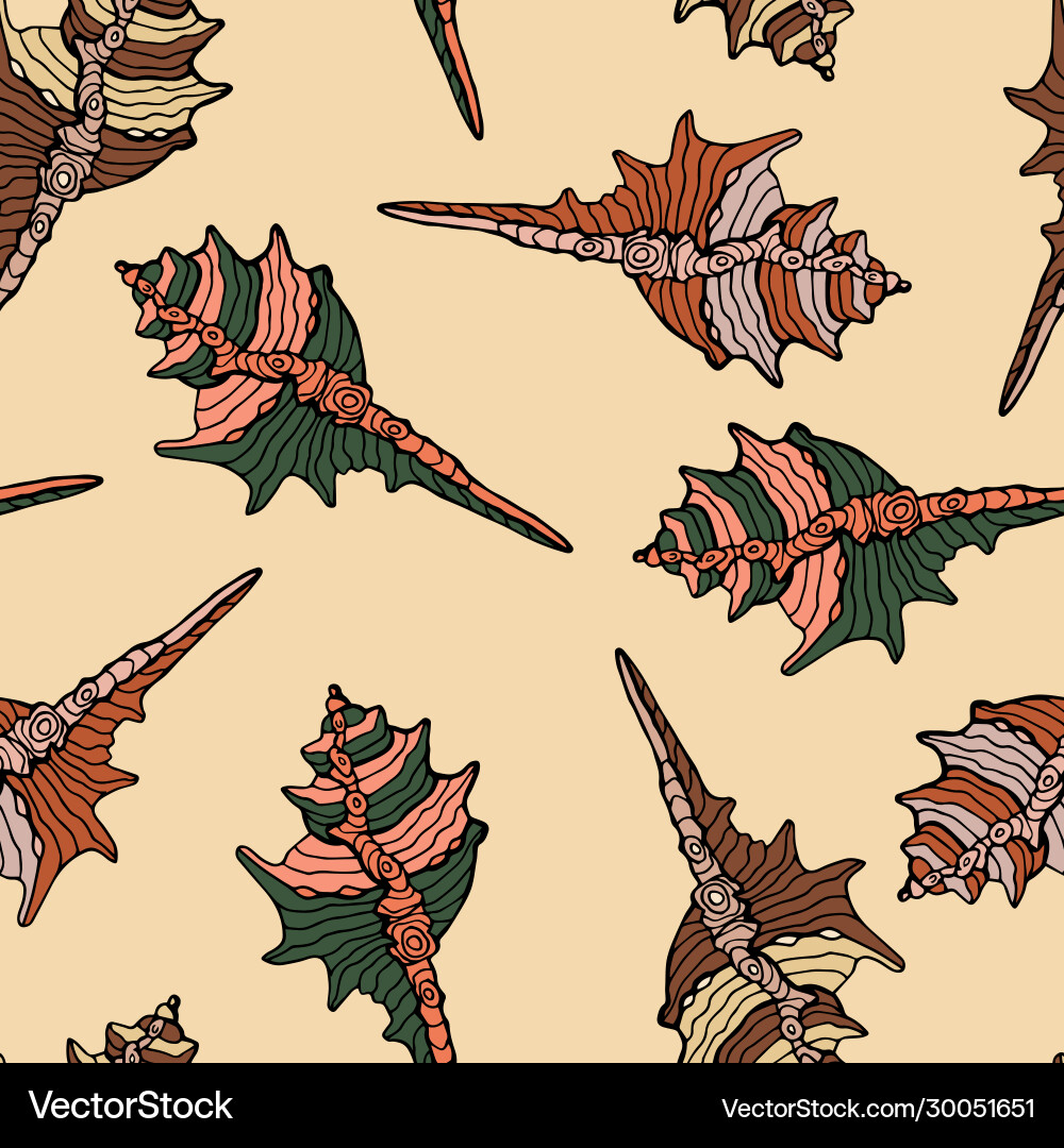 Seamless pattern shells stock Seamless pattern shells stock vector image