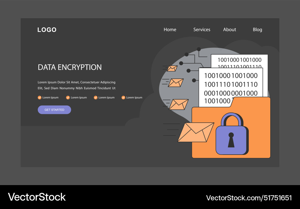 Secure communication web banner or landing page Secure communication web banner or landing page vector image