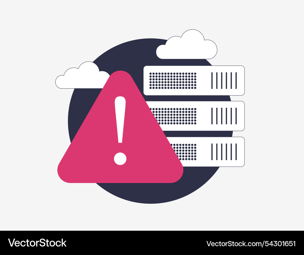 Server error alert data center failure cloud Server error alert data center failure cloud vector image