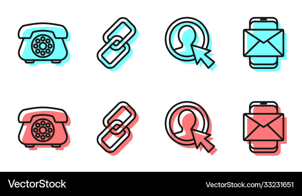 Set line create account screen telephone chain Set line create account screen telephone chain vector image