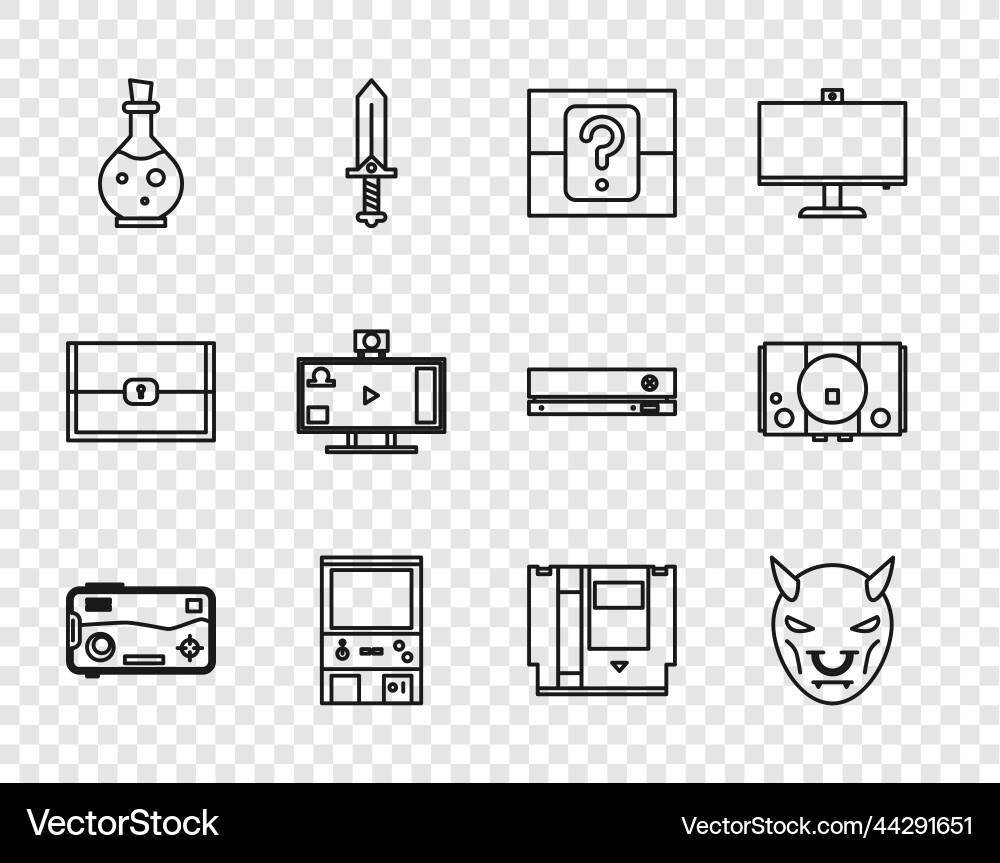 Set line mobile and playing in game mask Set line mobile and playing in game mask Vector Image