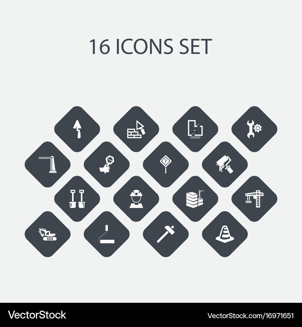 Set of 16 editable structure icons includes vector image