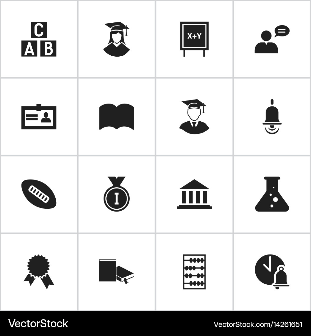 Set of 16 editable university icons includes vector image