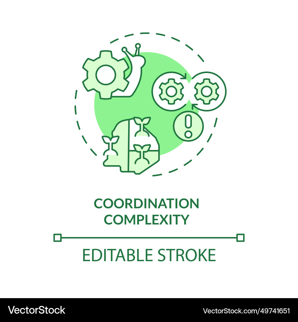 Thin line green coordination complexity icon Thin line green coordination complexity icon vector image