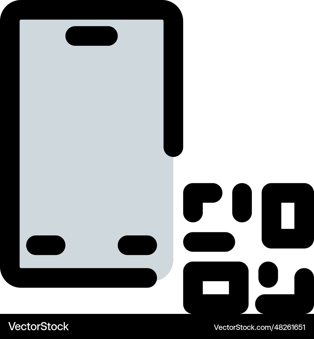 Use of smartphone to scan barcode vector image